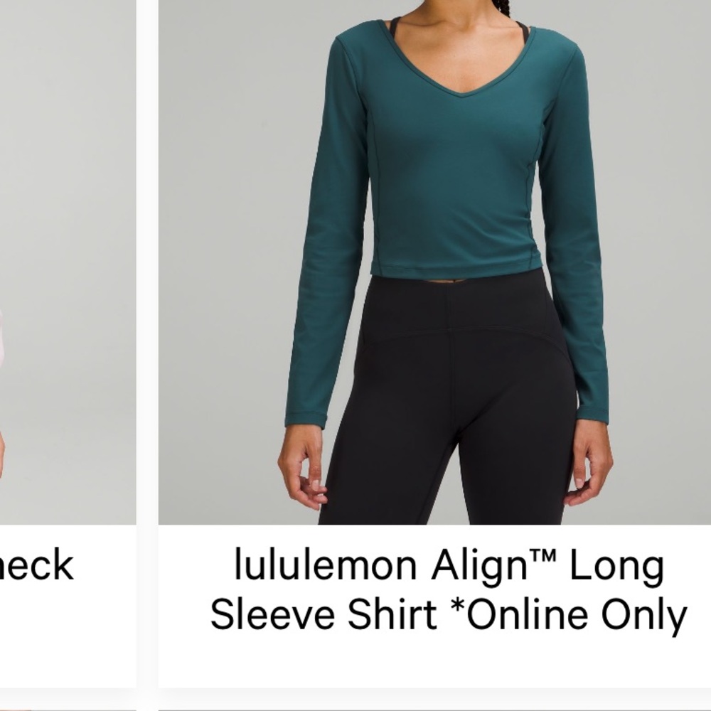lululemon align Teal Long Sleeve crop Top